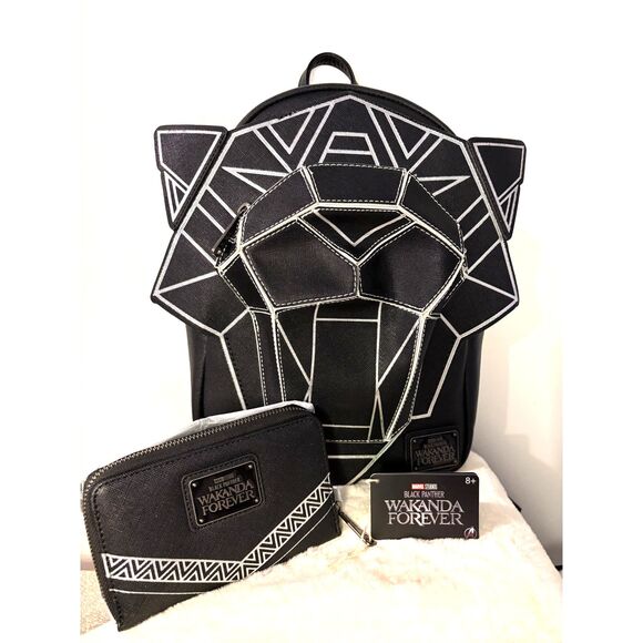 Marvel Black Panther Wakanda Forever Loungefly Backpack & Wallet Bundle – NWT - Picture 5 of 16